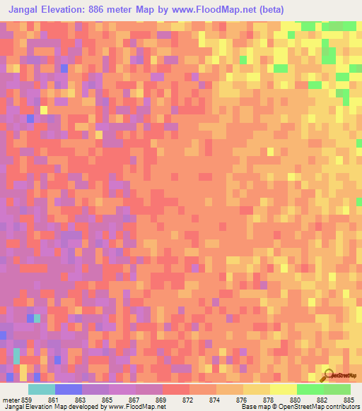 Jangal,Iran Elevation Map