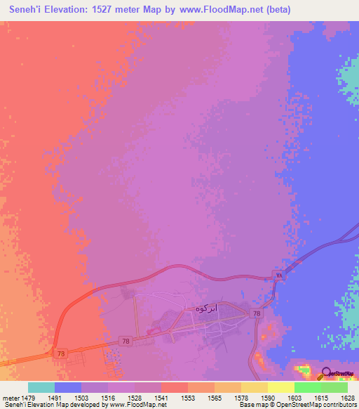 Seneh'i,Iran Elevation Map