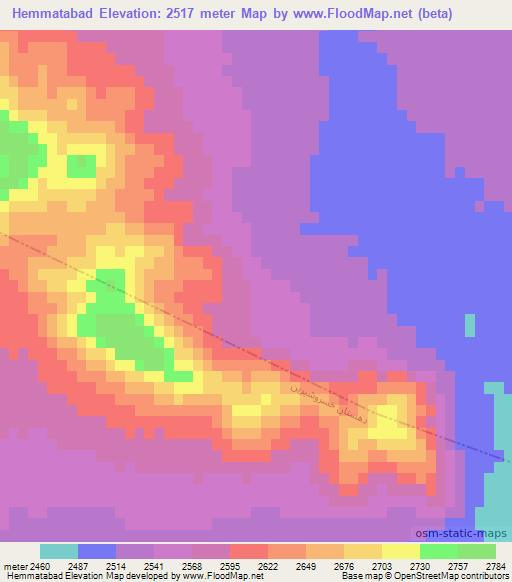 Hemmatabad,Iran Elevation Map