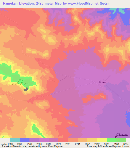 Ramekan,Iran Elevation Map