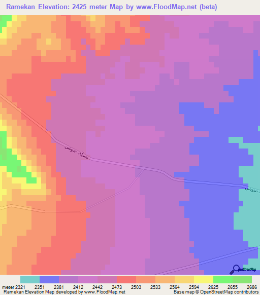 Ramekan,Iran Elevation Map