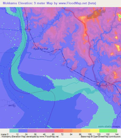 Mokkamu,Myanmar Elevation Map
