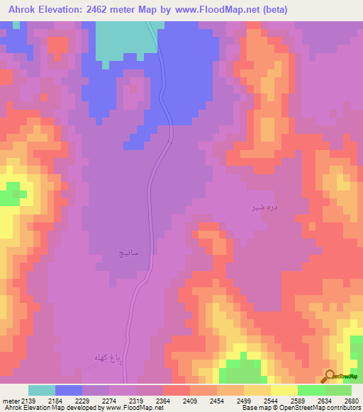 Ahrok,Iran Elevation Map