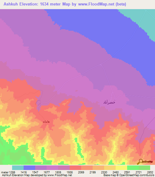 Ashkuh,Iran Elevation Map