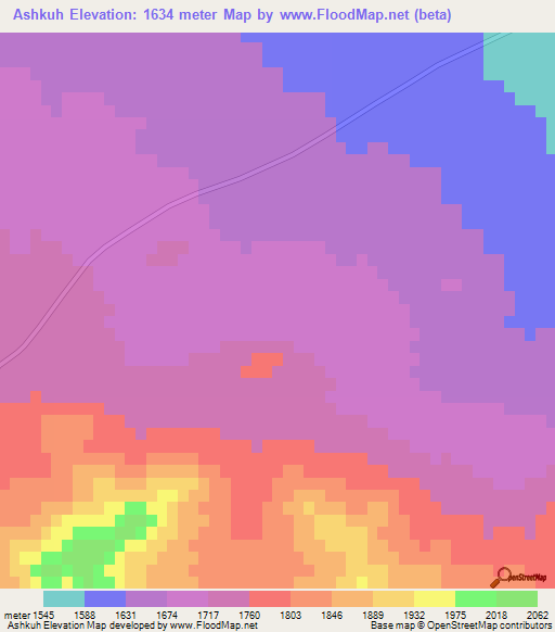 Ashkuh,Iran Elevation Map