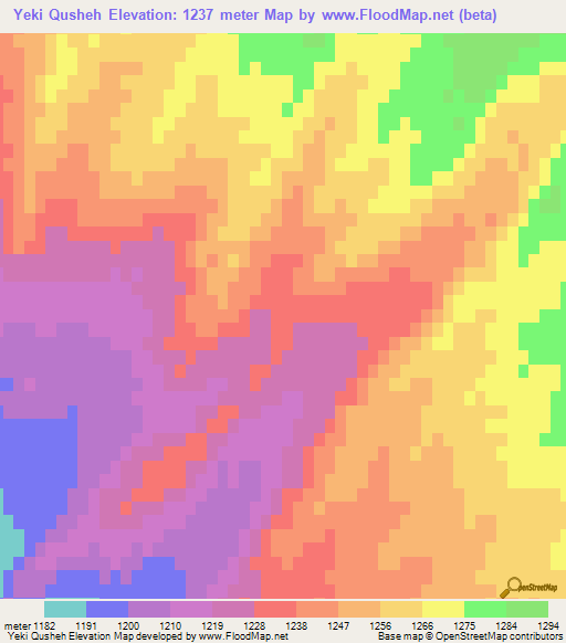 Yeki Qusheh,Iran Elevation Map