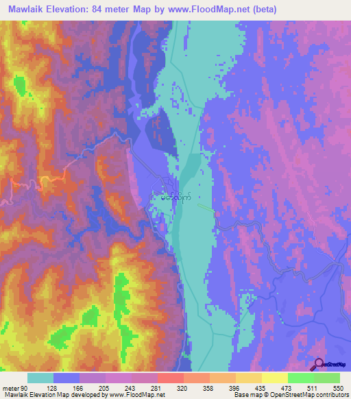 Mawlaik,Myanmar Elevation Map