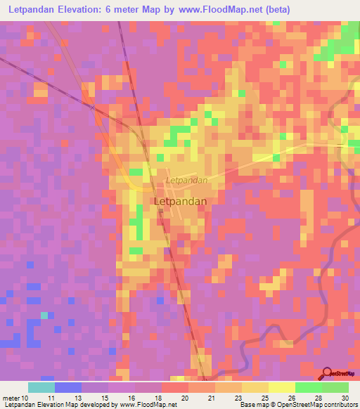 Letpandan,Myanmar Elevation Map