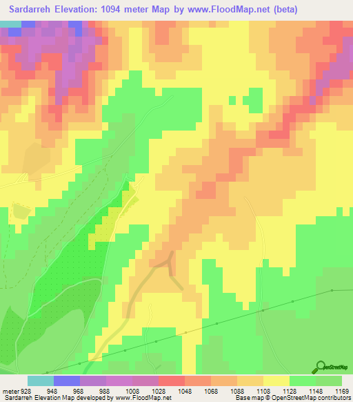Sardarreh,Iran Elevation Map