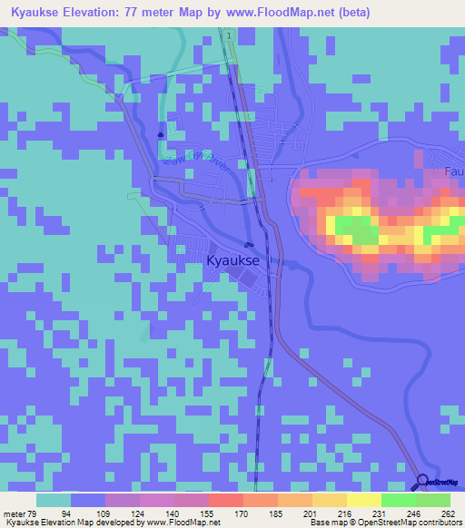 Kyaukse,Myanmar Elevation Map