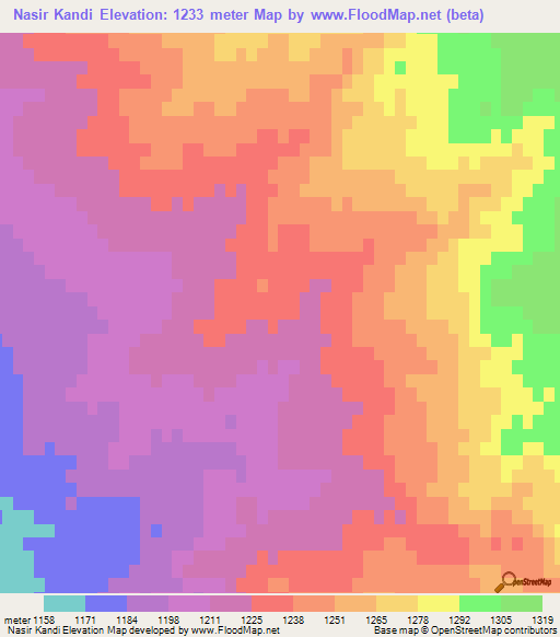 Nasir Kandi,Iran Elevation Map