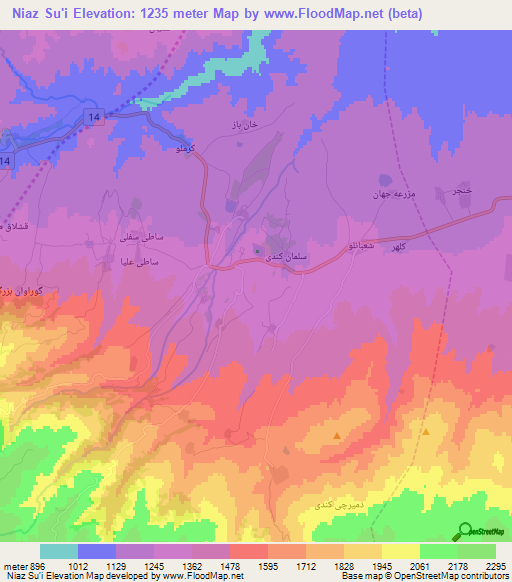 Niaz Su'i,Iran Elevation Map