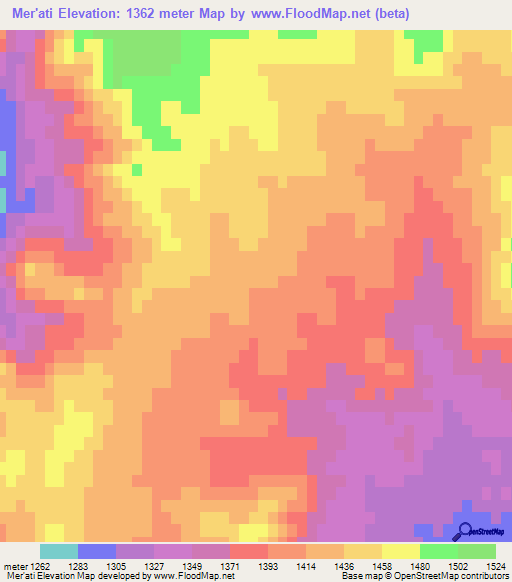 Mer'ati,Iran Elevation Map