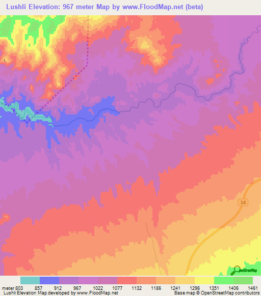 Lushli,Iran Elevation Map