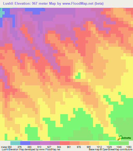 Lushli,Iran Elevation Map
