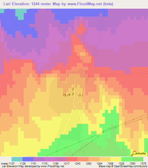 Lari,Iran Elevation Map