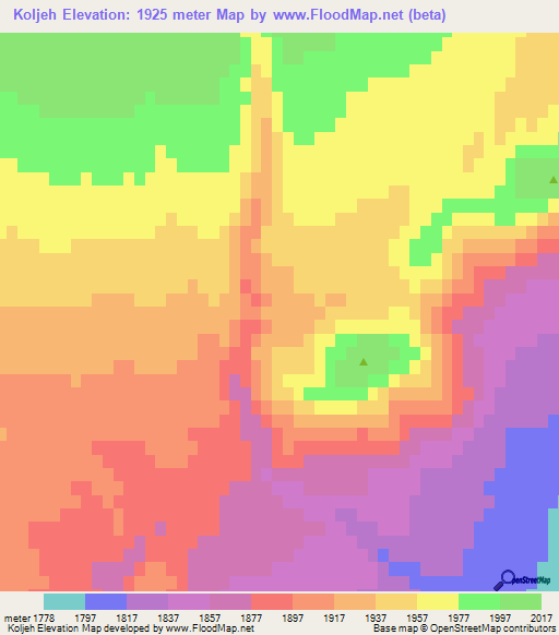 Koljeh,Iran Elevation Map
