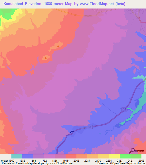 Kamalabad,Iran Elevation Map