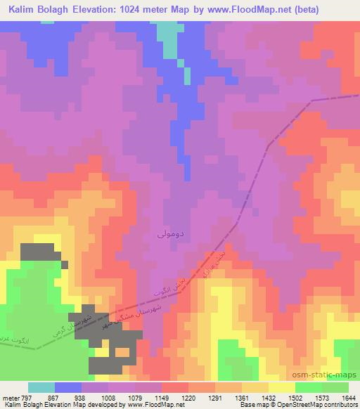 Kalim Bolagh,Iran Elevation Map