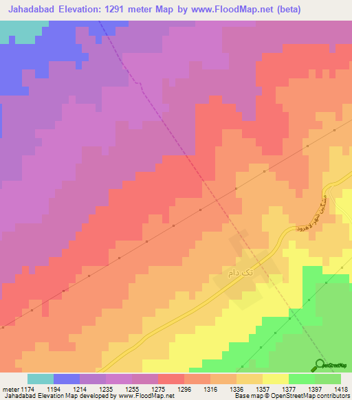 Jahadabad,Iran Elevation Map