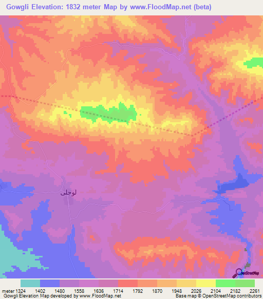 Gowgli,Iran Elevation Map