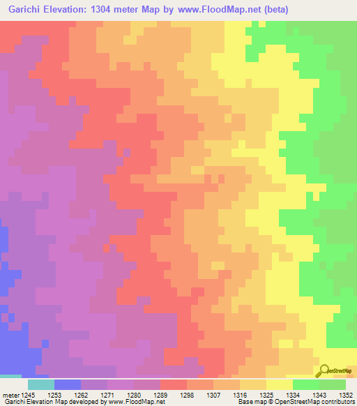 Garichi,Iran Elevation Map