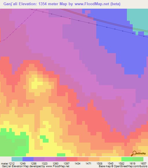 Ganj`ali,Iran Elevation Map