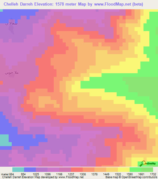 Chelleh Darreh,Iran Elevation Map