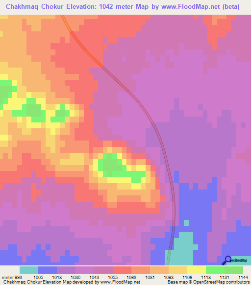 Chakhmaq Chokur,Iran Elevation Map