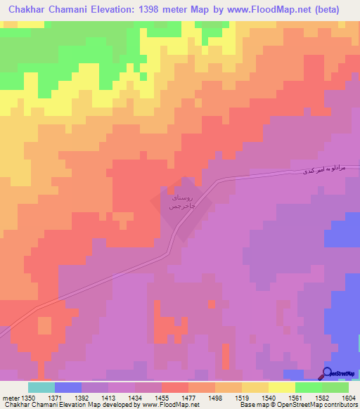 Chakhar Chamani,Iran Elevation Map