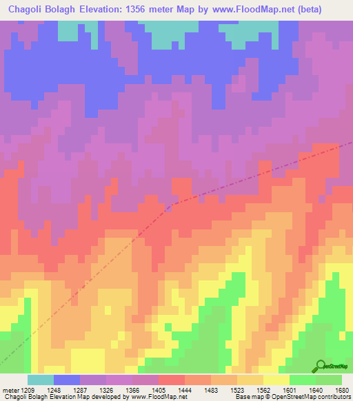 Chagoli Bolagh,Iran Elevation Map