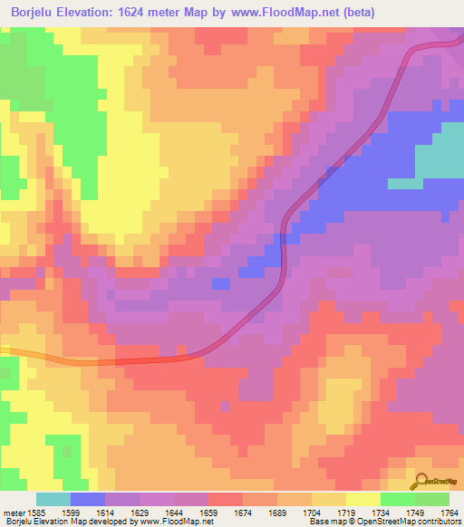 Borjelu,Iran Elevation Map
