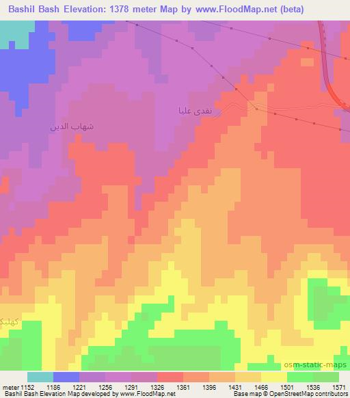 Bashil Bash,Iran Elevation Map