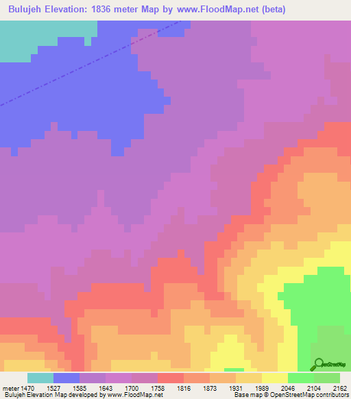 Bulujeh,Iran Elevation Map