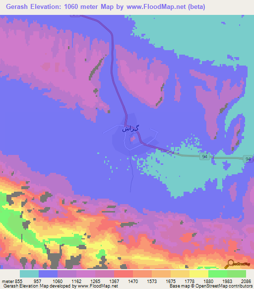 Gerash,Iran Elevation Map