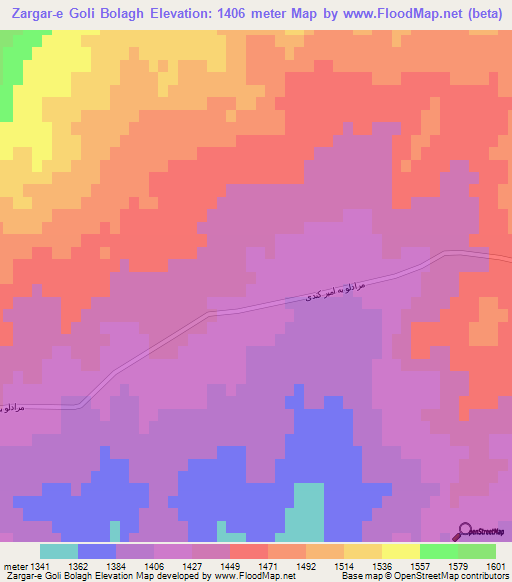 Zargar-e Goli Bolagh,Iran Elevation Map