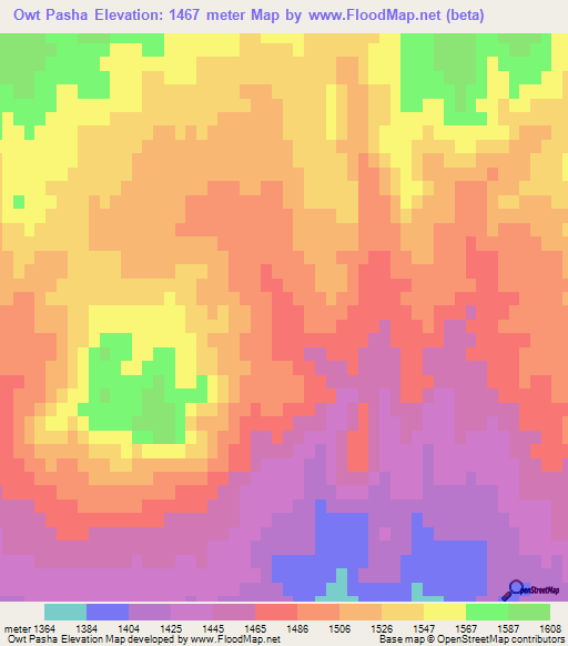 Owt Pasha,Iran Elevation Map