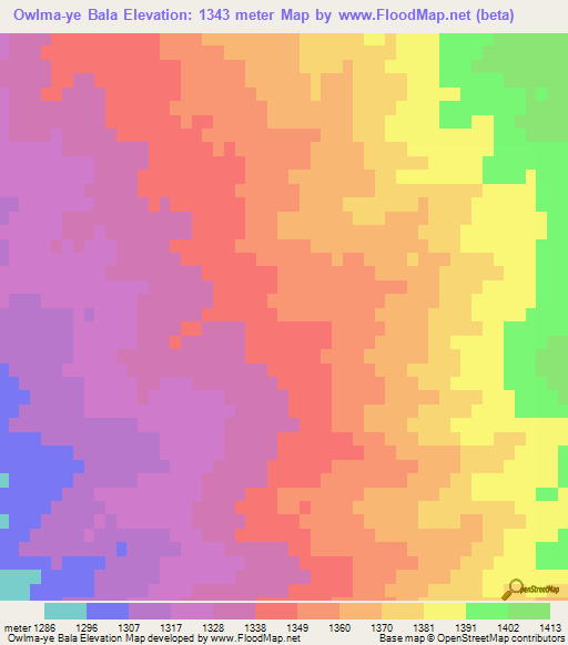 Owlma-ye Bala,Iran Elevation Map