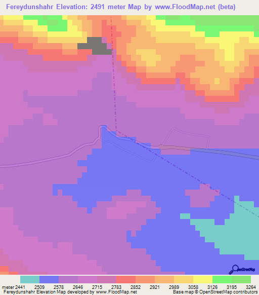 Fereydunshahr,Iran Elevation Map