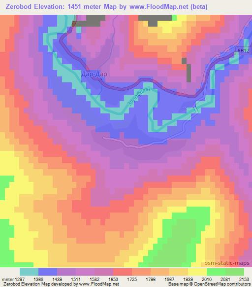 Zerobod,Tajikistan Elevation Map