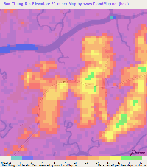 Ban Thung Rin,Thailand Elevation Map