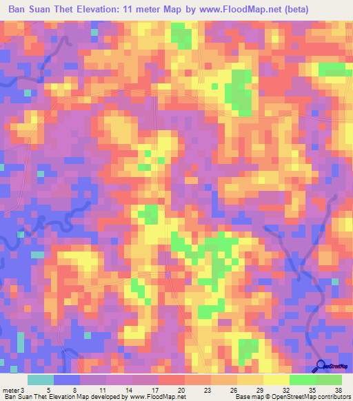 Ban Suan Thet,Thailand Elevation Map