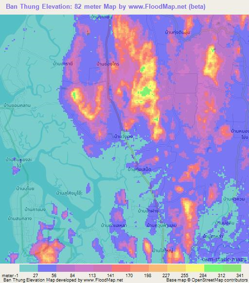Ban Thung,Thailand Elevation Map