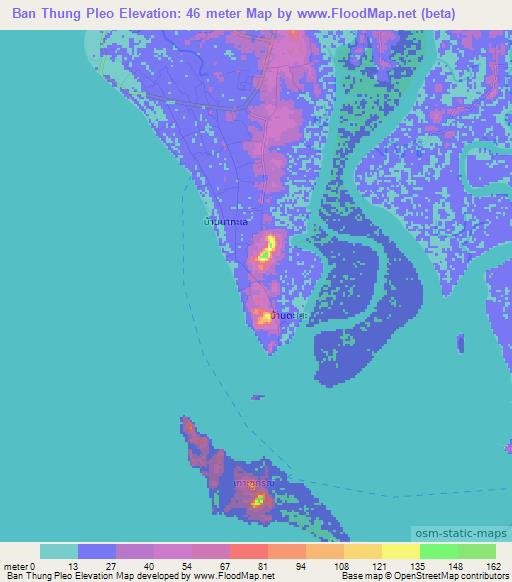 Ban Thung Pleo,Thailand Elevation Map