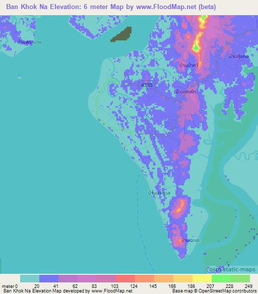 Ban Khok Na,Thailand Elevation Map