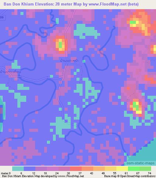 Ban Don Khiam,Thailand Elevation Map