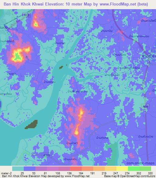 Ban Hin Khok Khwai,Thailand Elevation Map