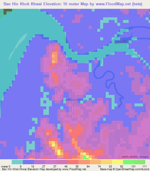 Ban Hin Khok Khwai,Thailand Elevation Map