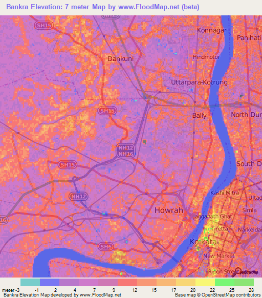 Bankra,India Elevation Map