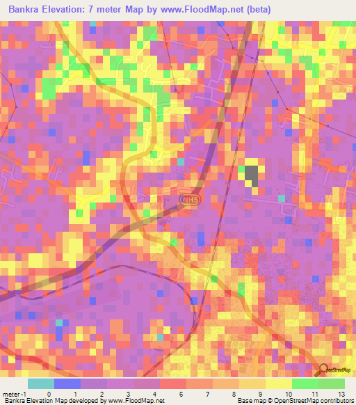 Bankra,India Elevation Map